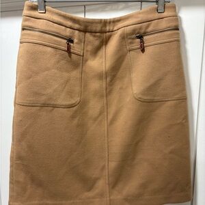 J. McLaughlin Faux Suede Pencil Skirt Women’s Size 6 Zip Pockets Lined Tan